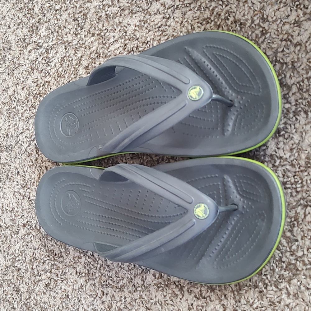 Crocs Crocband Flip Flop Comfort Sandals 11033 Gray Green Slip On Mens 10 Wmn 12